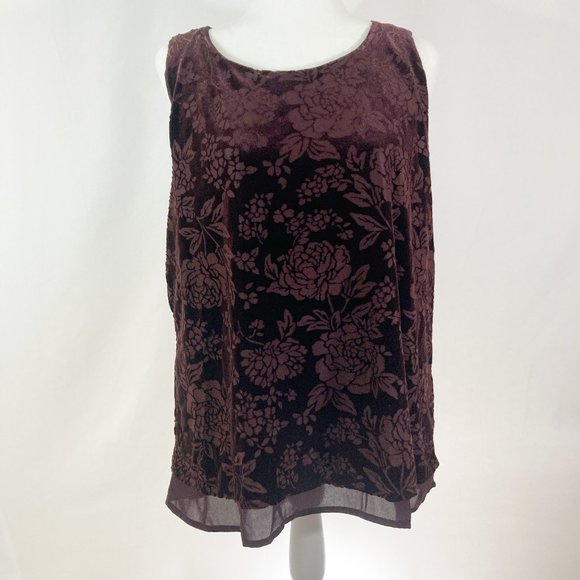 Ann Taylor Factory Tops - Ann Taylor Factory Burnout Velvet Layered Tank NWT Size L